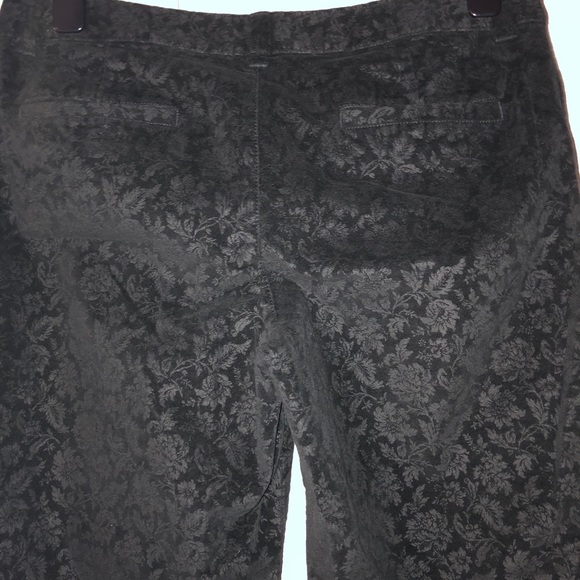 Talbots black velvet floral pattern pants - Picture 4 of 6